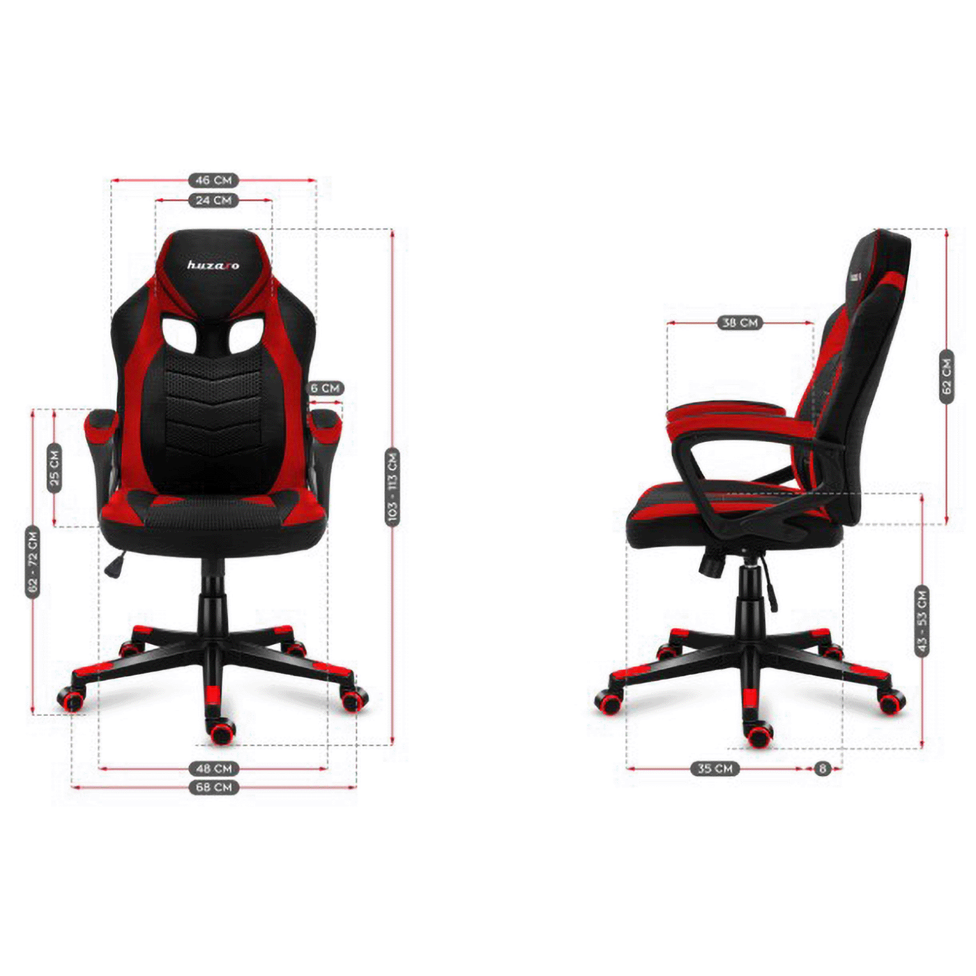 Huzaro Gaming stolica, crveno / crna - Force 2.5 Red Mesh