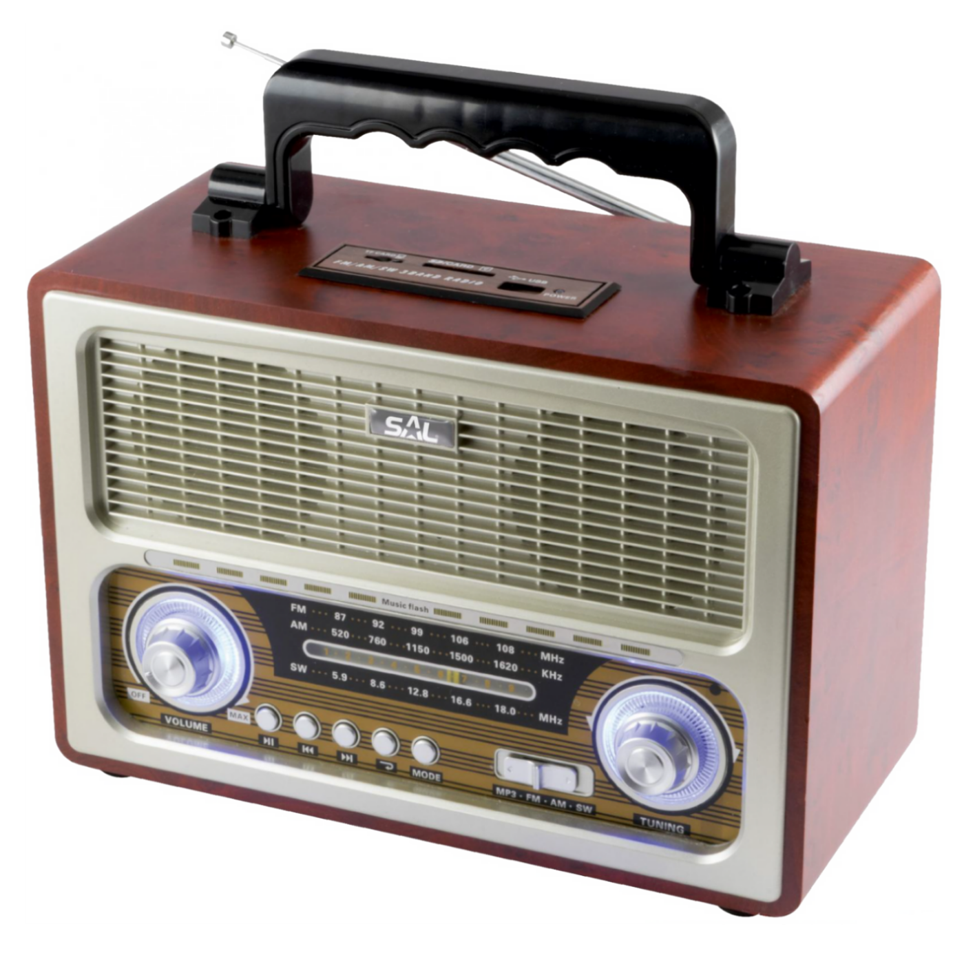 SAL Retro radio + BT bežični zvučnik, 4in1, FM, MP3, AUX - RRT 3B