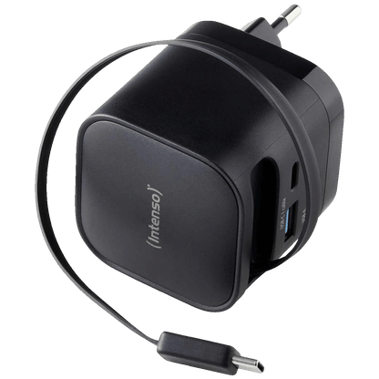 (Intenso) Punjač kučni sa type C kabelom, brzi, 1xUSB-A, 1xUCB-C, 65W - Power Adapter W65ACIC GaN Black