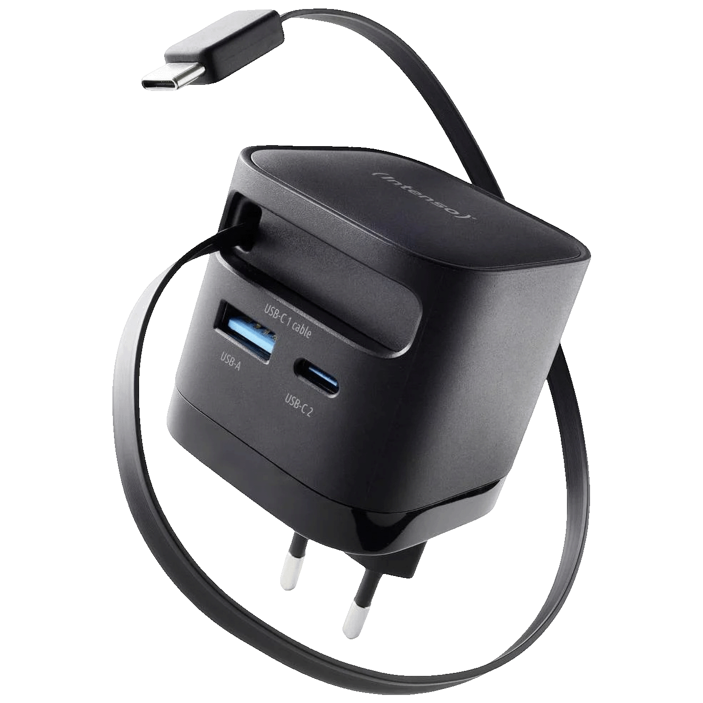(Intenso) Punjač kučni sa type C kabelom, brzi, 1xUSB-A, 1xUCB-C, 65W - Power Adapter W65ACIC GaN Black