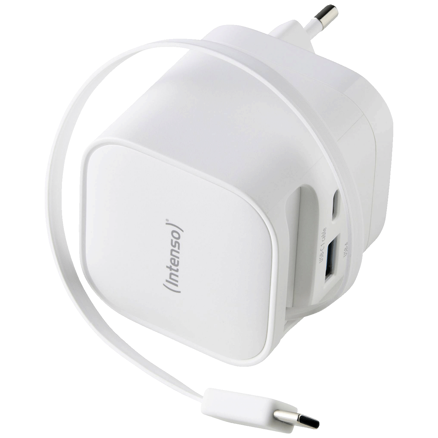 (Intenso) Punjač kučni sa type C kabelom, brzi, 1xUSB-A, 1xUCB-C, 65W - Power Adapter W65ACIC GaN White