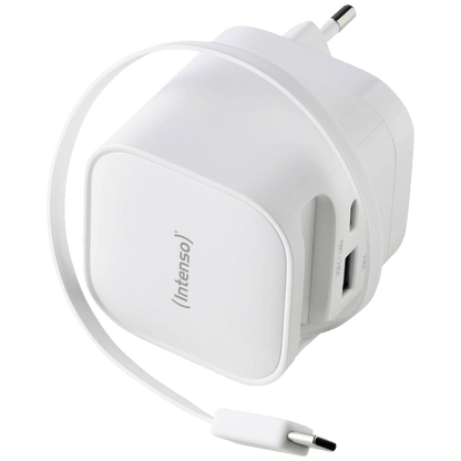 (Intenso) Punjač kučni sa type C kabelom, brzi, 1xUSB-A, 1xUCB-C, 65W - Power Adapter W65ACIC GaN White