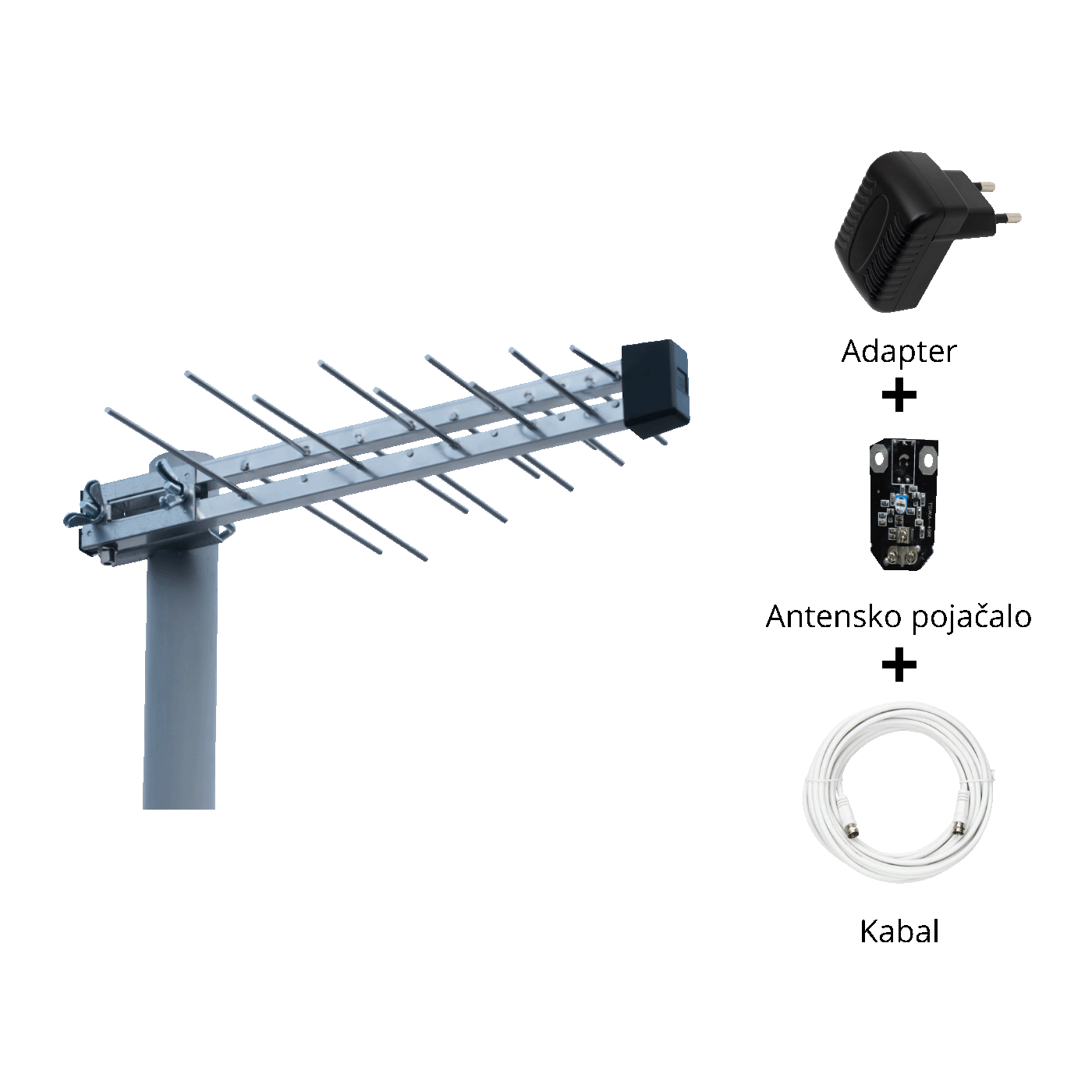 Iskra Antena Loga UHF sa pojačalom, dobit 16 dB, F-konektor - P-20 DTT/G H/V