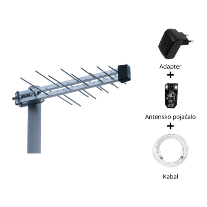 Iskra Antena Loga UHF sa pojačalom, dobit 16 dB, F-konektor - P-20 DTT/G H/V