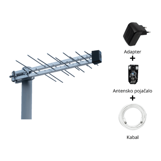 Iskra Antena Loga UHF sa pojačalom, dobit 16 dB, F-konektor - P-20 DTT/G H/V