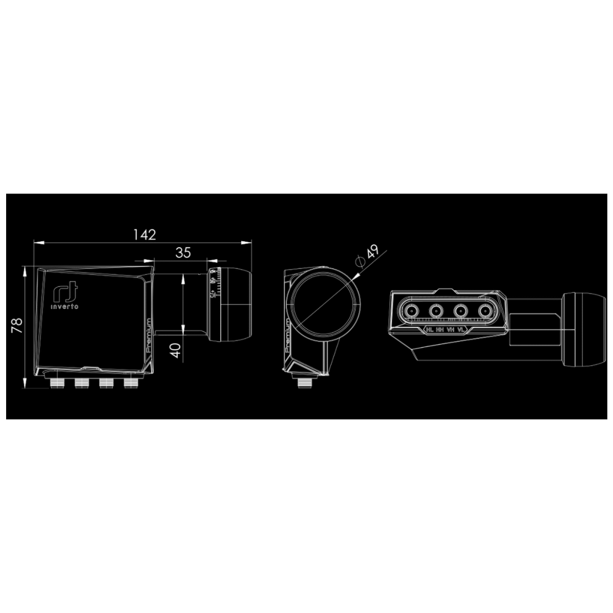Inverto LNB Quattro, šum 0,2 dB, DVB-S2 ( HD - UHD ) - IDLP-QTL413-PREMU-OPN