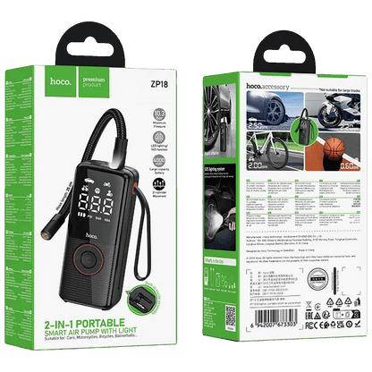 hoco memory Kompresor, pametni, sa svjetlom, 3 bar, 4000 mAh - ZP18