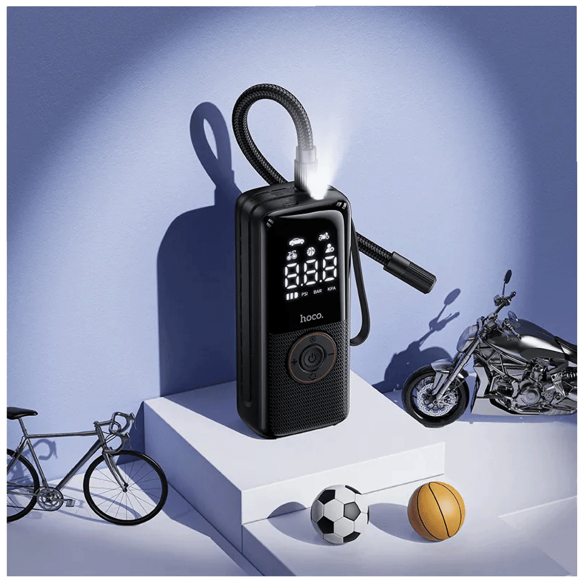 hoco memory Kompresor, pametni, sa svjetlom, 3 bar, 4000 mAh - ZP18