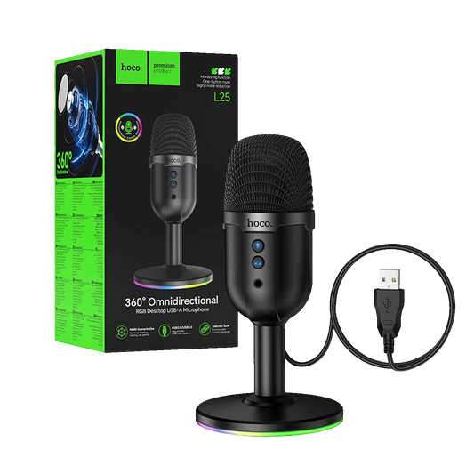 hoco. Mikrofon, stolni, RGB, USB - L25