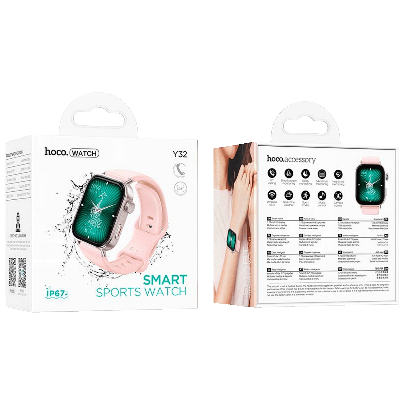 hoco. Pametni sat, 1.75" ekran, Bluetooth, IP67 - Y32 Pink