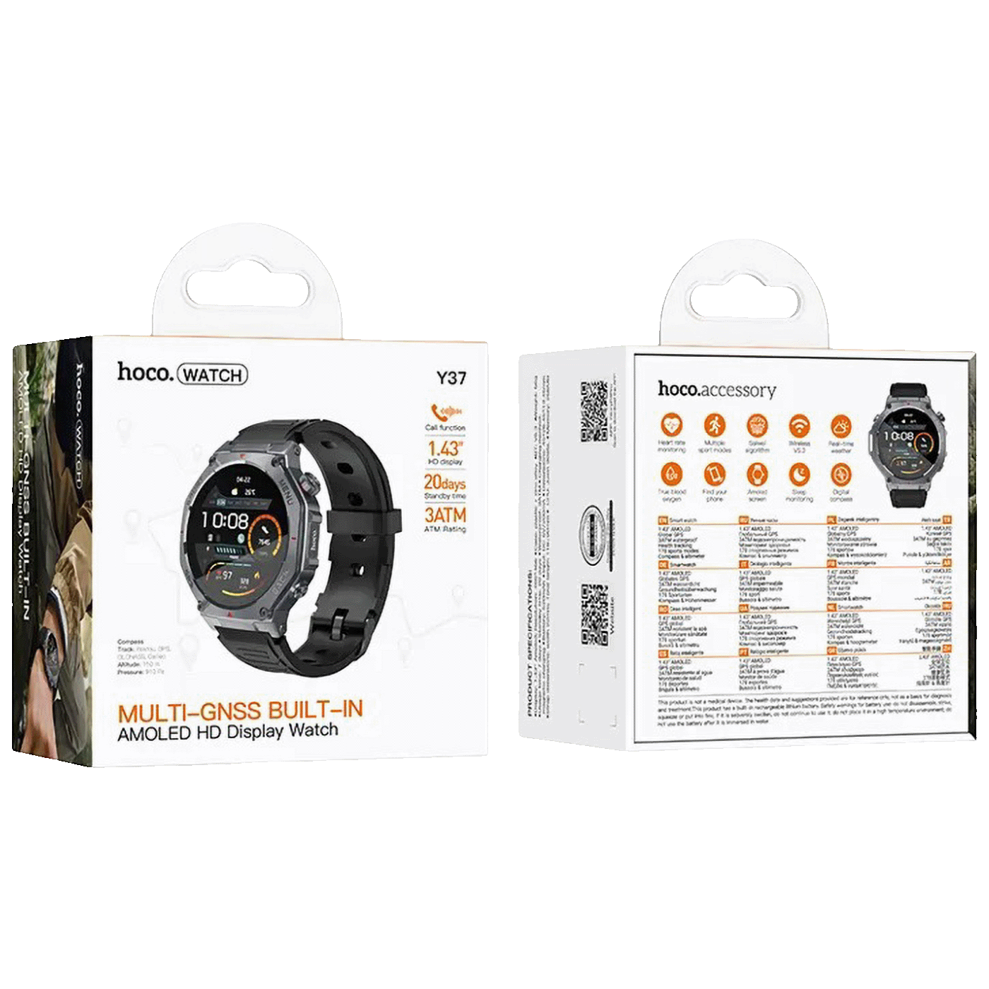 hoco. Pametni sat, 1.43" AMOLED, Bluetooth, GPS, 3ATM - Y37
