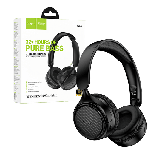 hoco. Slušalice bežične, Bluetooth / AUX - W66 Black