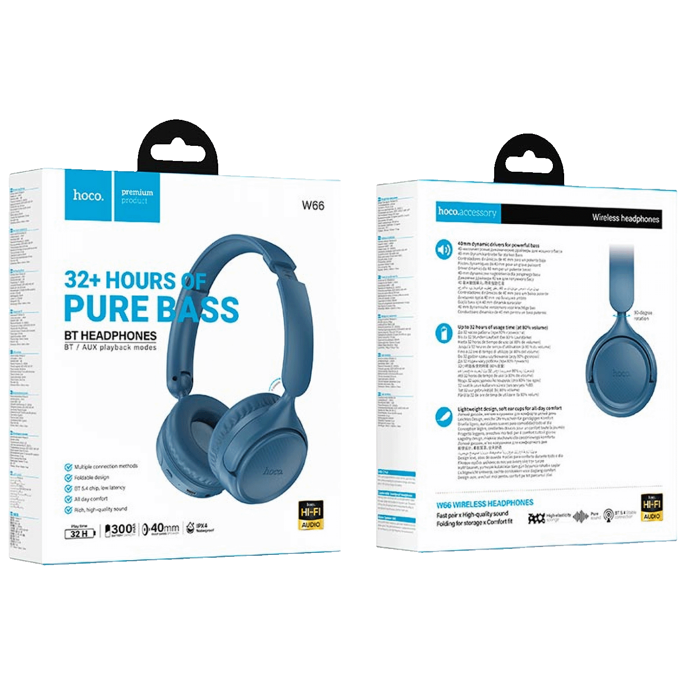 hoco. Slušalice bežične, Bluetooth / AUX - W66 Blue