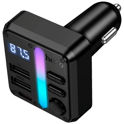 hoco. FM modulator, Bluetooth, 12V/24V, 2xUSB-A, 1xUSB-C, PD/QC - E89