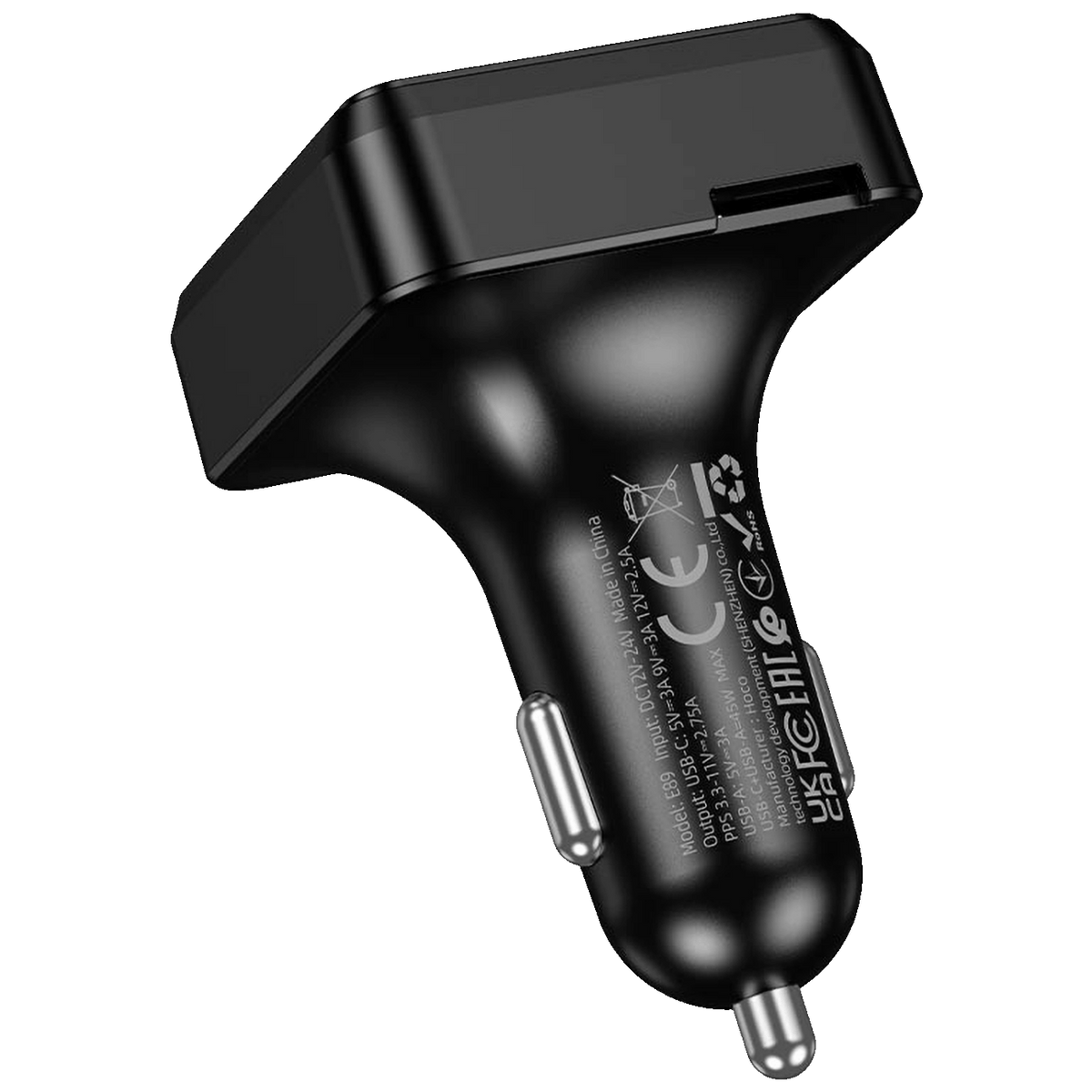 hoco. FM modulator, Bluetooth, 12V/24V, 2xUSB-A, 1xUSB-C, PD/QC - E89