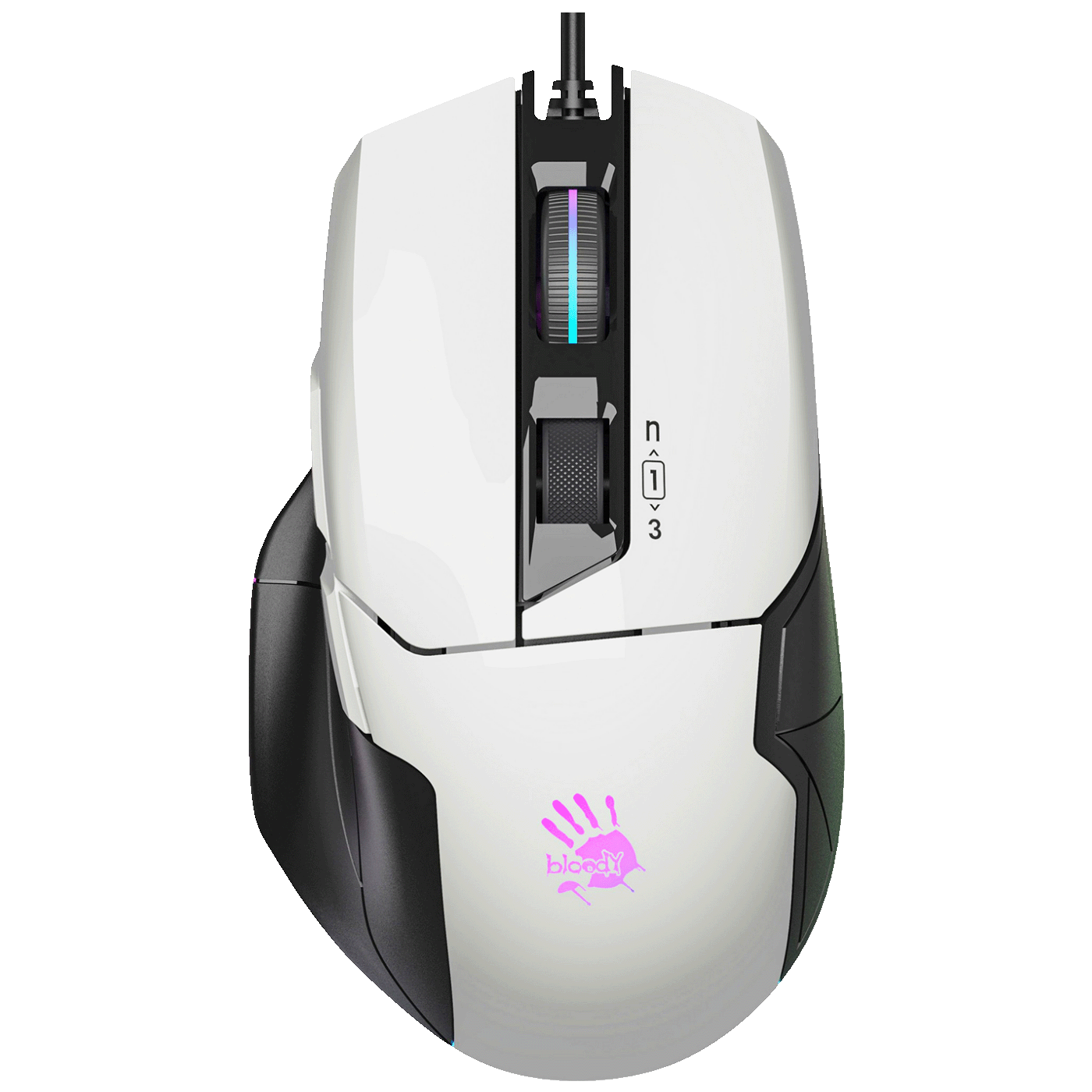 Bloody Miš optički, gaming, 10.000 dpi, RGB, USB - A4-W70 MAX PANDA WHITE