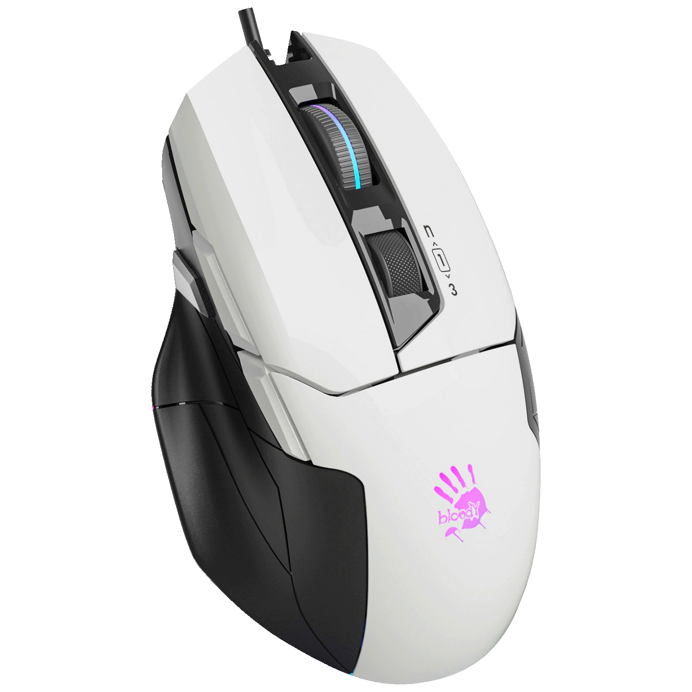 Bloody Miš optički, gaming, 10.000 dpi, RGB, USB - A4-W70 MAX PANDA WHITE