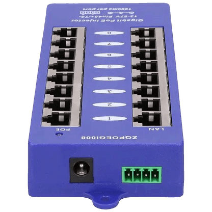Extralink PoE Injector 8 1000Mb/s RJ45 portova, Mode B, pasivni - 8 Port Gigabit PoE Injector