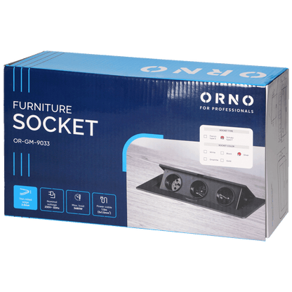 Orno Produžni kabel sa 3 x Schuko utičnice, ugradbena - OR-GM-9033(GS)/G