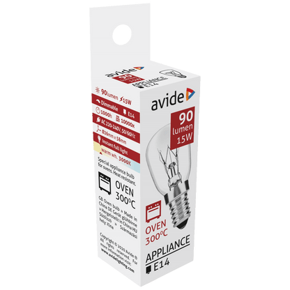 Avide Sijalica za pećnicu, 15W, E14, 3000K, 300 °C, IP20 - Oven 300 °C bulb 15W E14