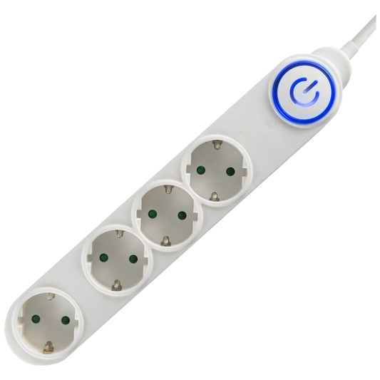 home Produžni kabl, 4 utičnice, 3 x 1,0mm², 1,5met, bijeli - NV 04TK/WH