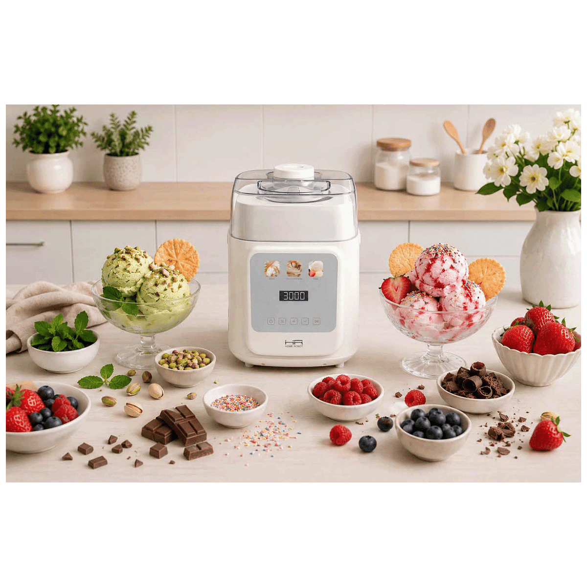 Home Robot Aparat za sladoled s kompresorom, kapacitet 1 lit., 90W - GELATO-500