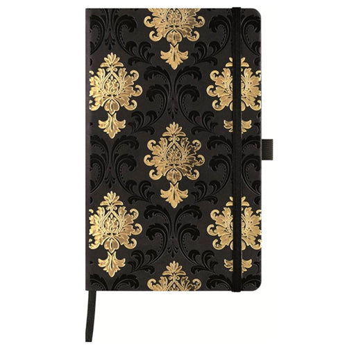 Notes A6 karo, Baroqe Gold, crno zlatni, Castelli