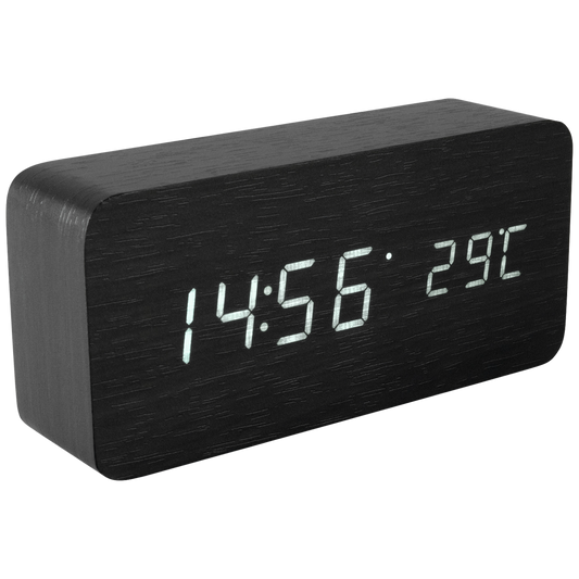 home Sat sa alarmom i termometrom,  drveno kućište - OC 04