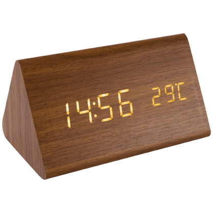 home Sat sa alarmom i termometrom, drveno kućište - OC 05