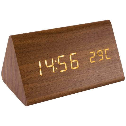 home Sat sa alarmom i termometrom, drveno kućište - OC 05