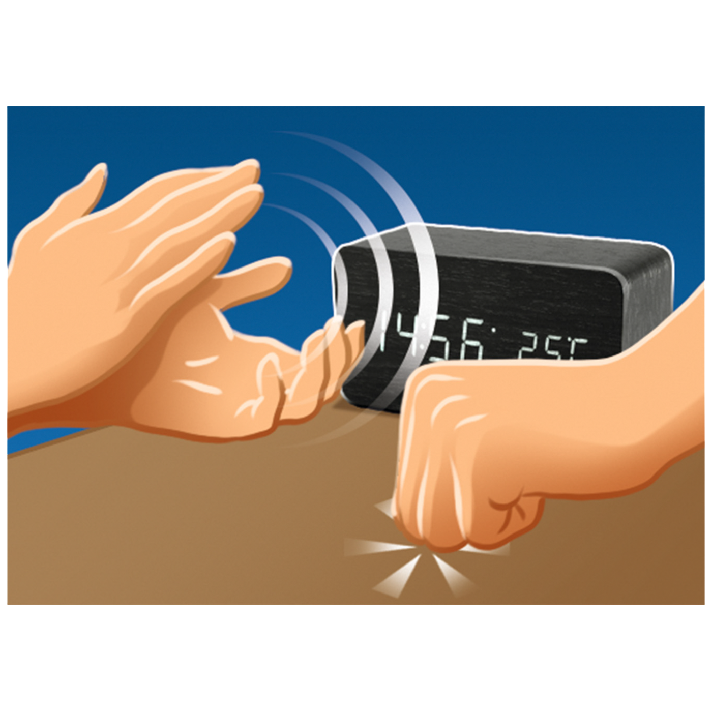 home Sat sa alarmom i termometrom, drveno kućište - OC 05