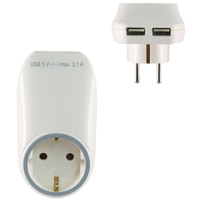 home Punjač kućni za smartphone, tablet,2 x USB, 2.1A + Schuko - NV 2100 USB