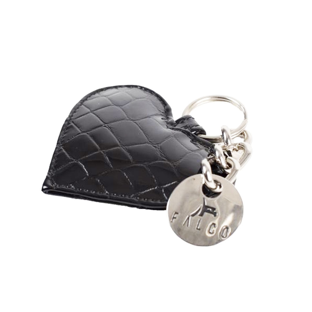 Privjesak srce medaljon, 3413 crni kroko lak, Falco