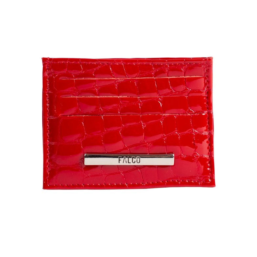 Futrola za vizit karte kožna, 3315 crveni kroko lak, Falco