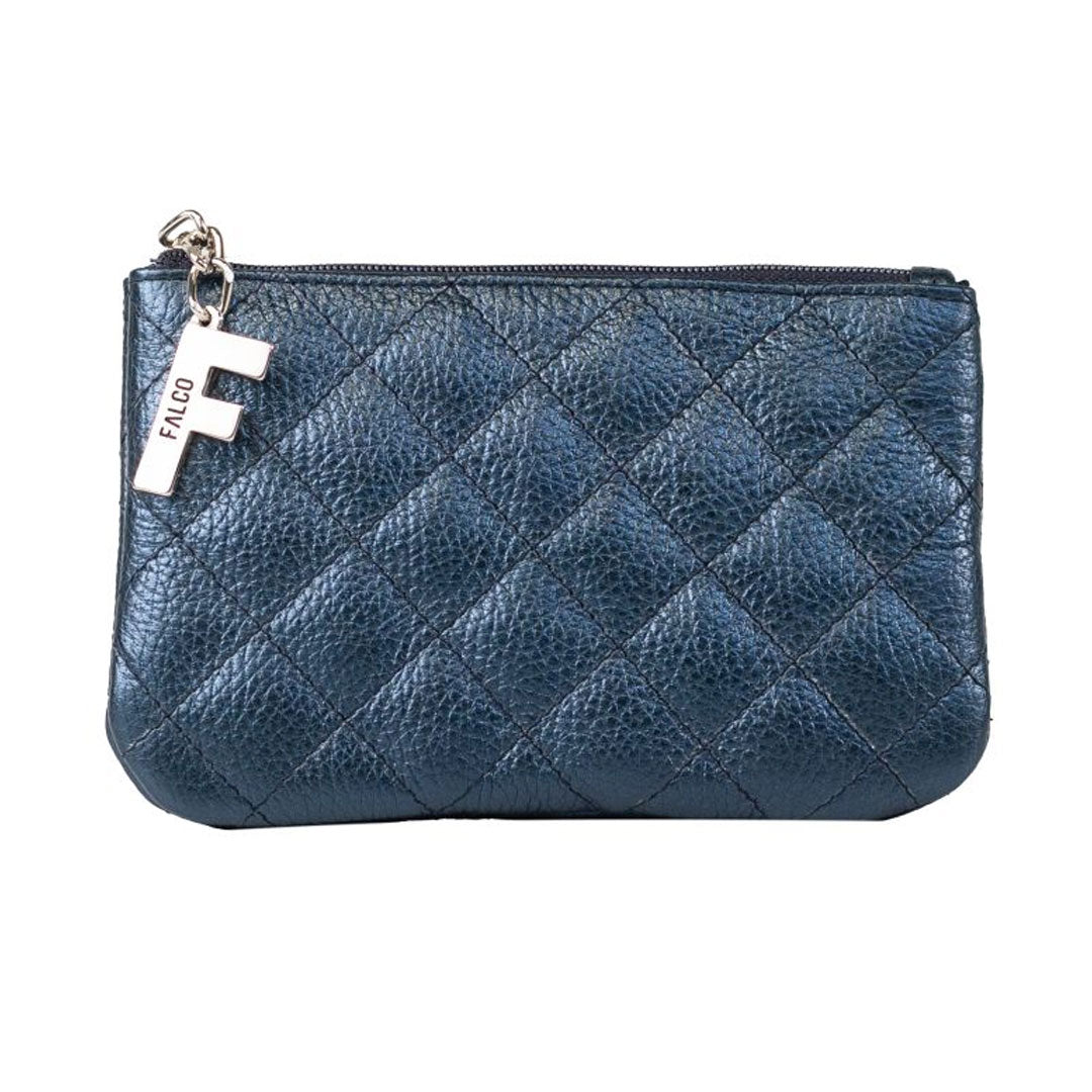 Neseser kožni ženski, 7112 teget sedef presa, Falco