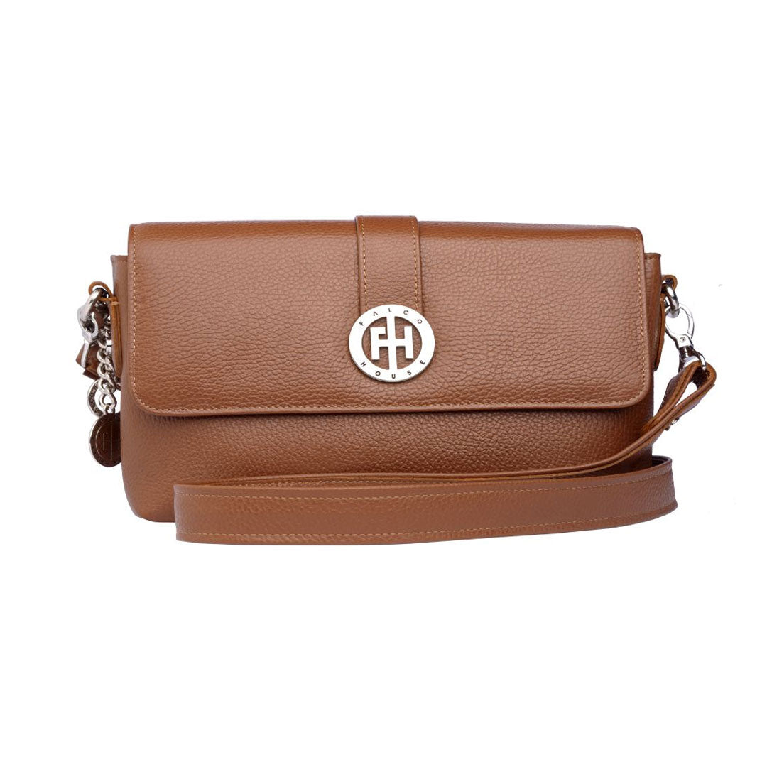 Torba na rame kožna 4079-101, kamel tamna, Falco