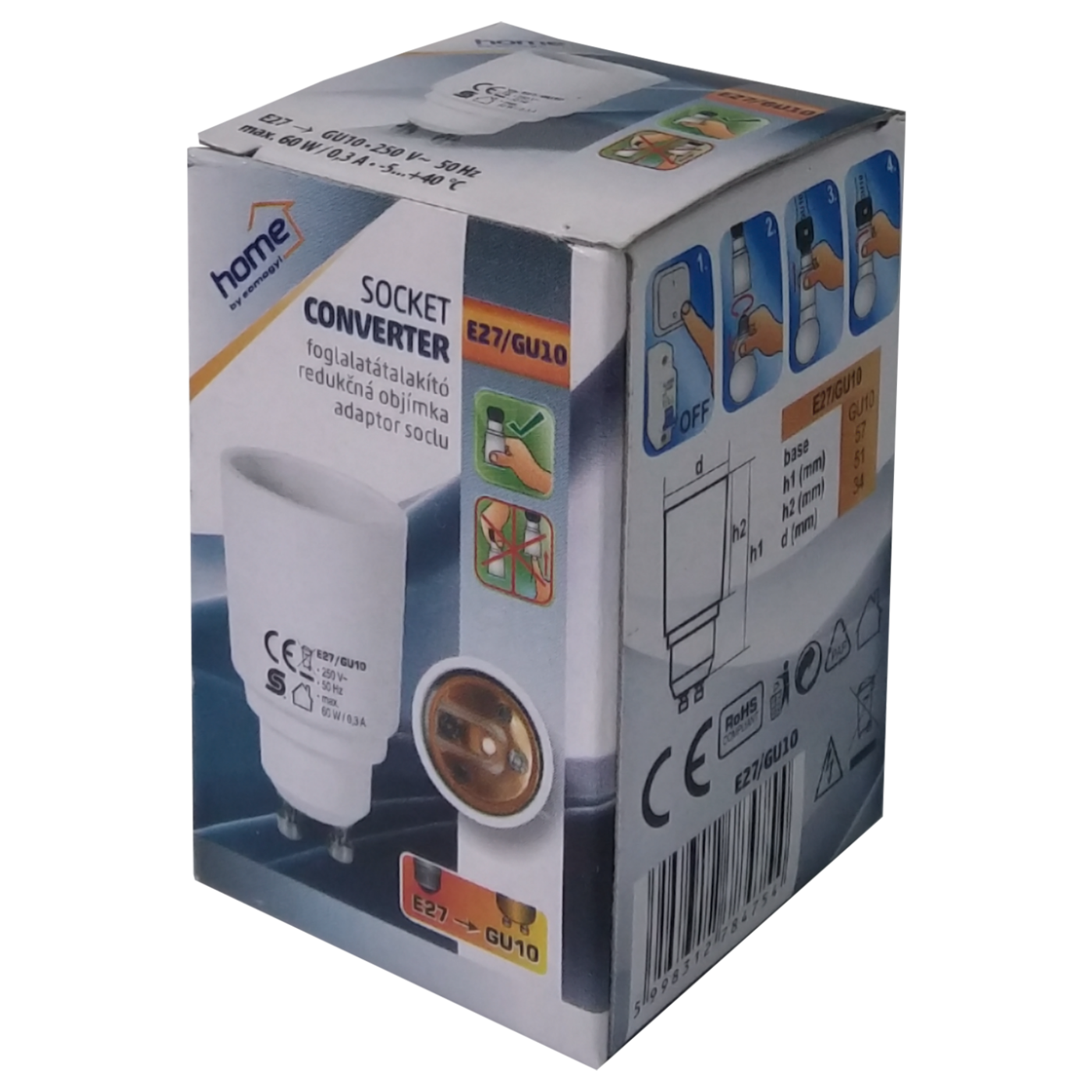 home Adapter za sijalično grlo GU10 na E27 - E27/GU10