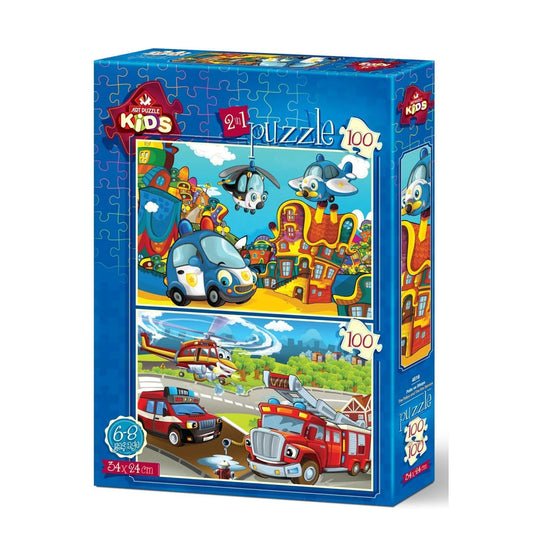 Puzzle 2u1 Art, Policija i vatrogasci 4516, 2 x 100 pcs