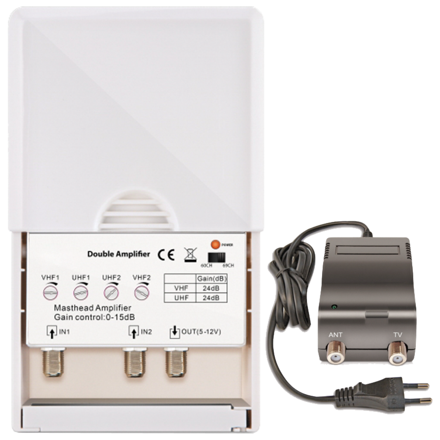 Amiko Pojačalo antensko + LTE / 4G filter sa 2 podesiva ulaza - DOUBLE AMPLIFIER