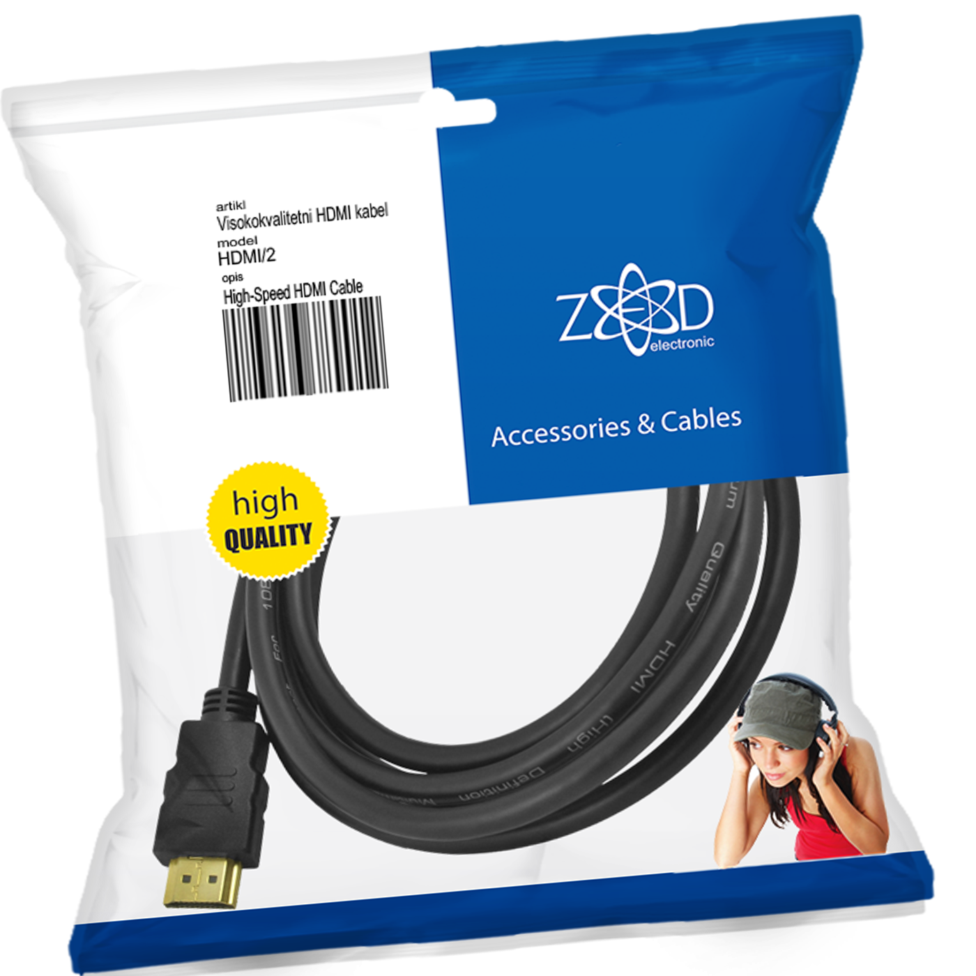 ZED electronic HDMI kabl, 2.0 met - HDMI/2