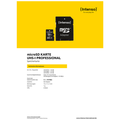 (Intenso) Micro SDHC/SDXC kartica 16GB Class 10, UHS-I +adapter, Pro - MicroSD 16GB Class10 UHS-I Pro