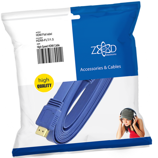 ZED electronic HDMI kabl, plosnati, 1.5 met, ver. 2.0, 3D, Ethernet - HDMI-FLT/1,5