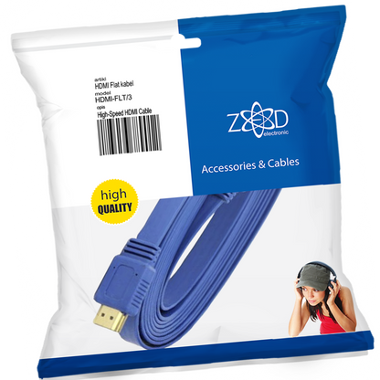 ZED electronic HDMI kabl, plosnati, 3.0 met, ver. 2.0, 3D, Ethernet - HDMI-FLT/3