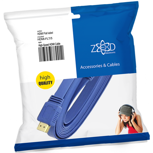 ZED electronic HDMI kabl, plosnati, 5.0 met, ver. 2.0, 3D, Ethernet - HDMI-FLT/5