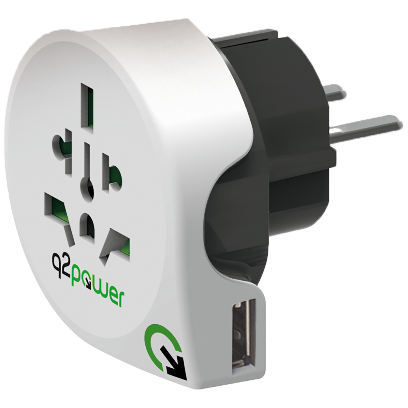 q2power Adapter, putni, univerzalni sa USB-om - WORLD TO EUROPE USB