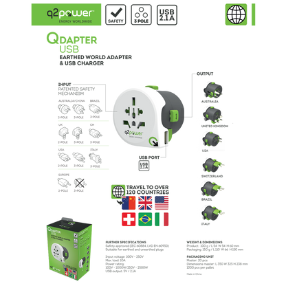 q2power Adapter, strujni, univerzalni, USB - QDAPTER USB