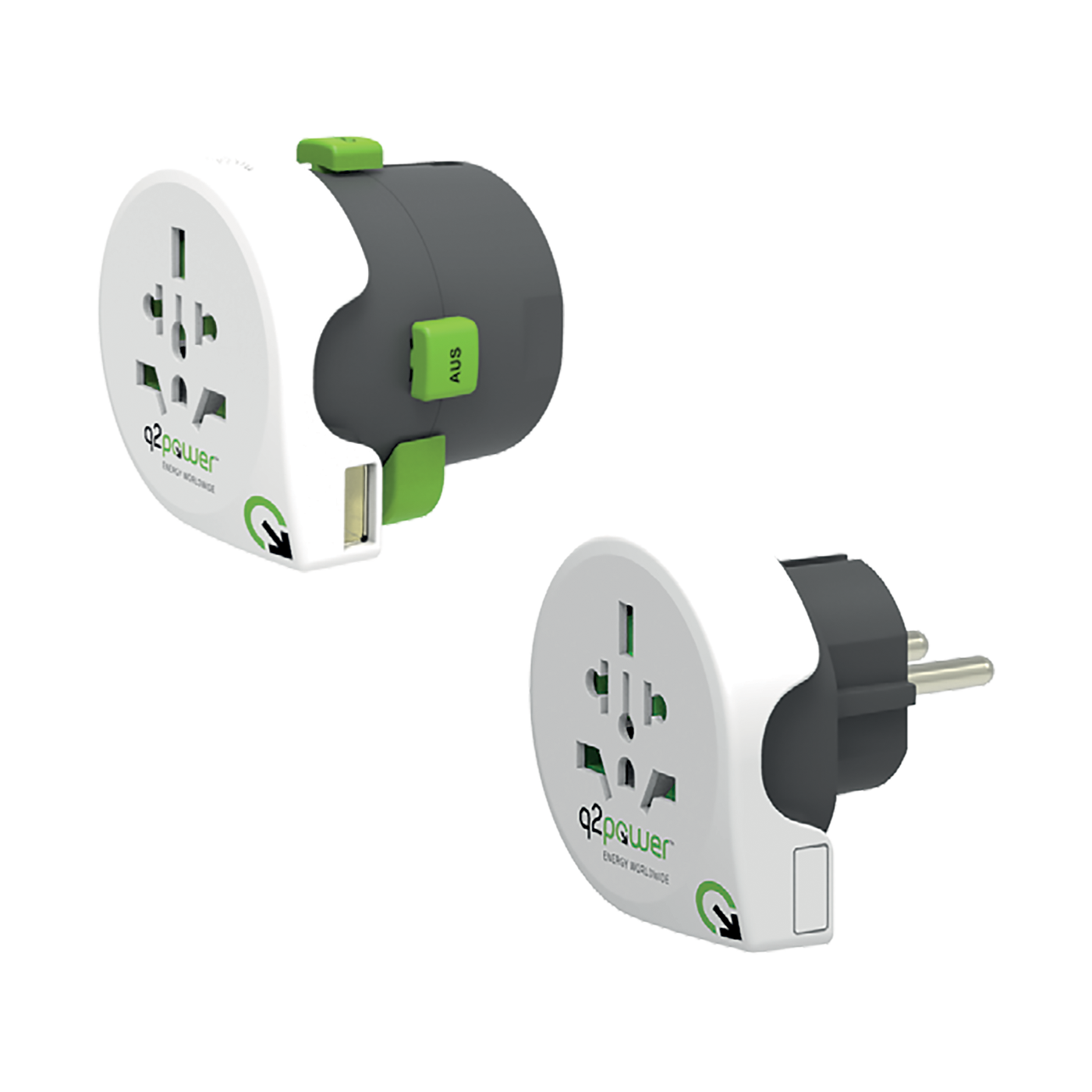 q2power Adapter, strujni, set, univerzalni + EU, USB - QDAPTER 360 USB