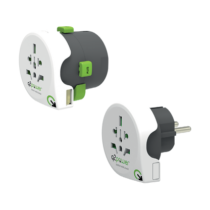 q2power Adapter, strujni, set, univerzalni + EU, USB - QDAPTER 360 USB