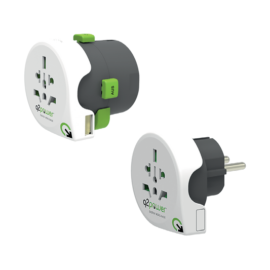 q2power Adapter, strujni, set, univerzalni + EU, USB - QDAPTER 360 USB