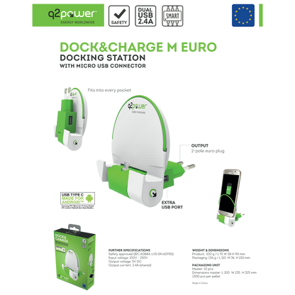 q2power Docking station sa micro USB konektorom - DOCK&CHARGE M EURO